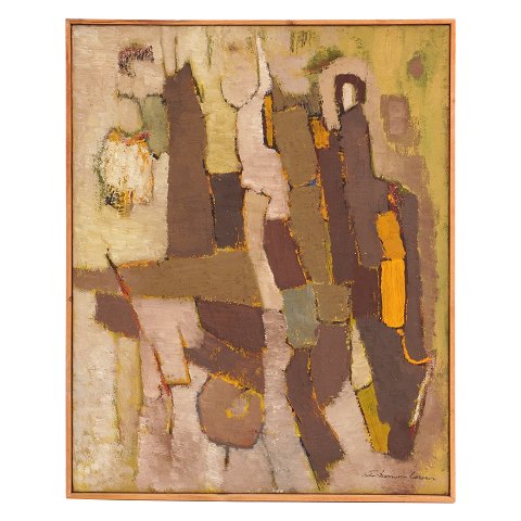 Rita Kerrn-Larsen maleri. Rita Kerrn-Larsen, 1904-98, olie på lærred. Signeret. Lysmål: 81x65cm. Med ramme: 83x67cm