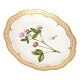 Flora Danica ovalt serveringsfad med gennembrudt fane. "Trifolium hybridum". 
Royal Copenhagen år 1950. Mål: 27x22cm