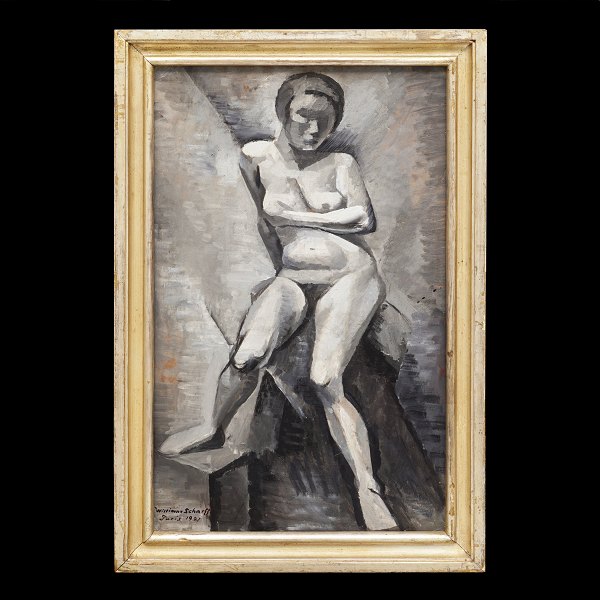 William Scharff, 1886-1959, oil on paper on canvas. Signed and dated 1921. Visible size: 62x37cm. with frame: 72x47cm