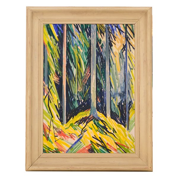 William Scharff maleri; William Scharff, 1886-1959, olie på lærred. Motiv fra 
Tisvilde Hegn;
Signeret William Scharff.
Lysmål: 69x49cm. Med ramme: 88x68cm