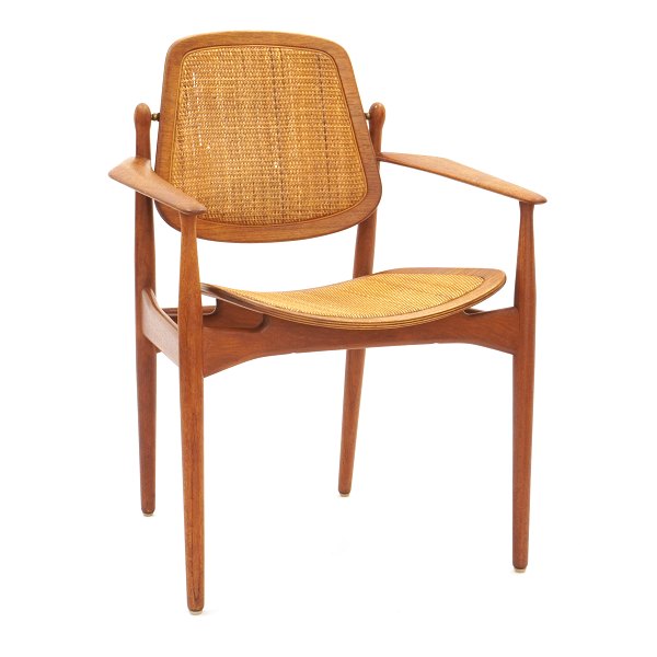 Arne Vodder armstol FD 186, teak og sjeneflet, fremstillet af France and 
Daverkosen 1956-57. H: 88cm