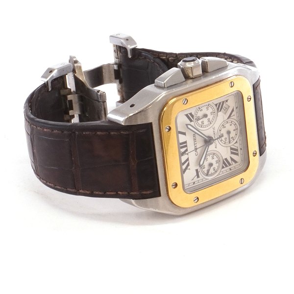 Cartier Santos 100 automatic chronograph årgang 2009. Kasse: 42x42mm