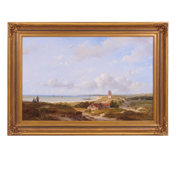 Hollandsk landskabsparti af Andreas Schelfout, 1787-1870, olie på træ. Signeret 
A. Schelfout. Lysmål: 44x68cm. Med ramme: 59x83cm