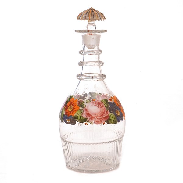 Emaljedekoreret karaffel ca. år 1860-80. H: 22,5cm